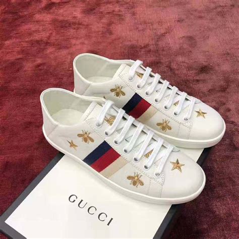 gucci ace embroidered bee sneaker|gucci women's ace leather sneaker.